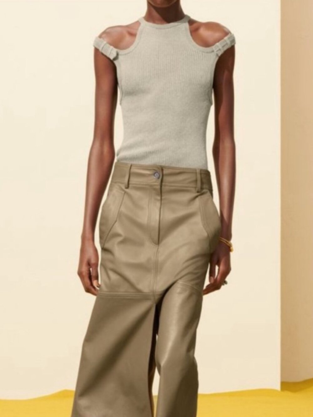 Zara SRPLS Cold Shoulder Ribbed Knit Tank – Light Gray – Size Large